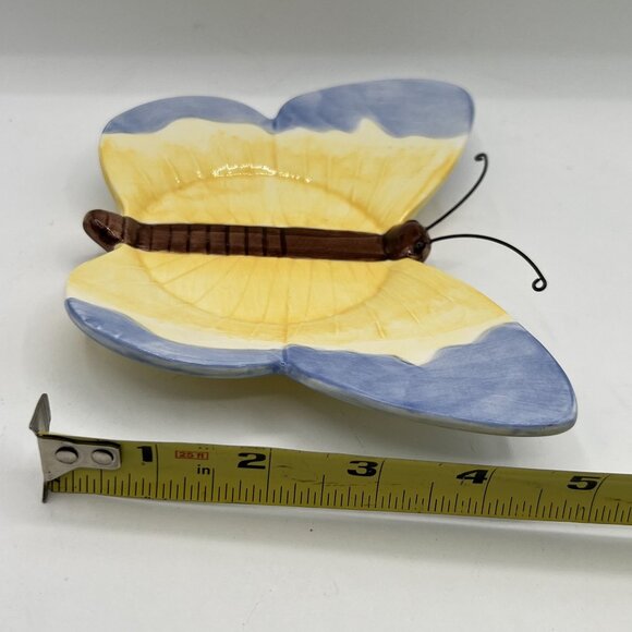 Yankee Candle Butterfly Ceramic Jar Holder 6.5"x5" Serene Blue Yellow Home Decor - Picture 5 of 10